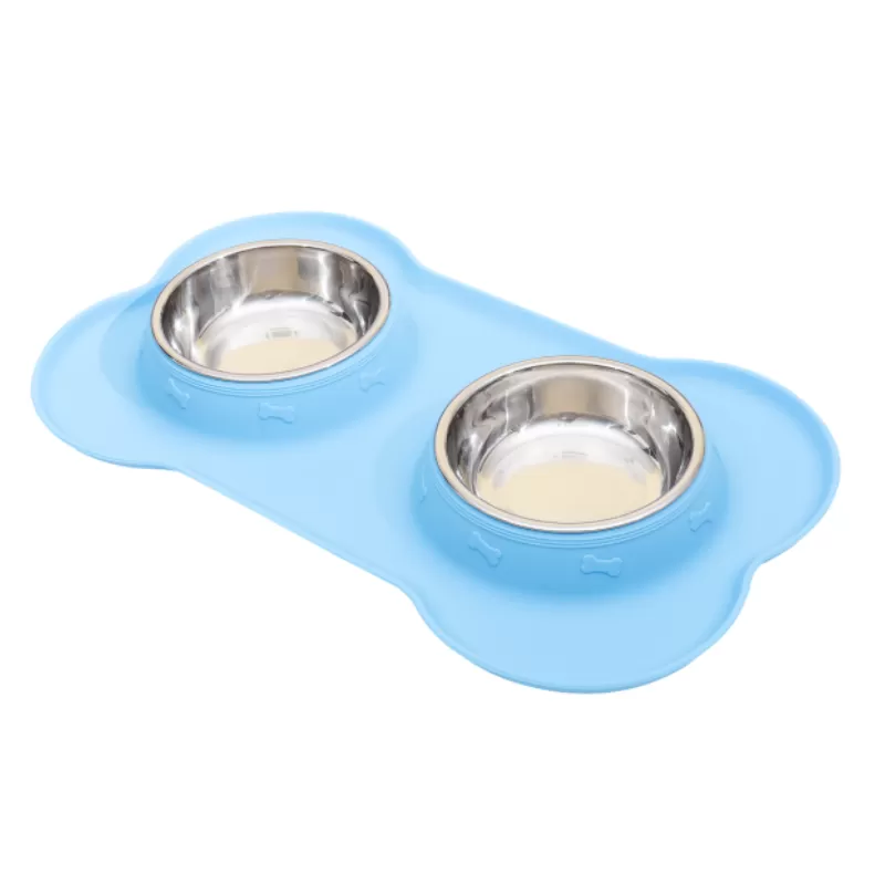 YH-NR11 Dog Bowl Stainless Steel Slow Speed Feeder Set, with Silicone Pad